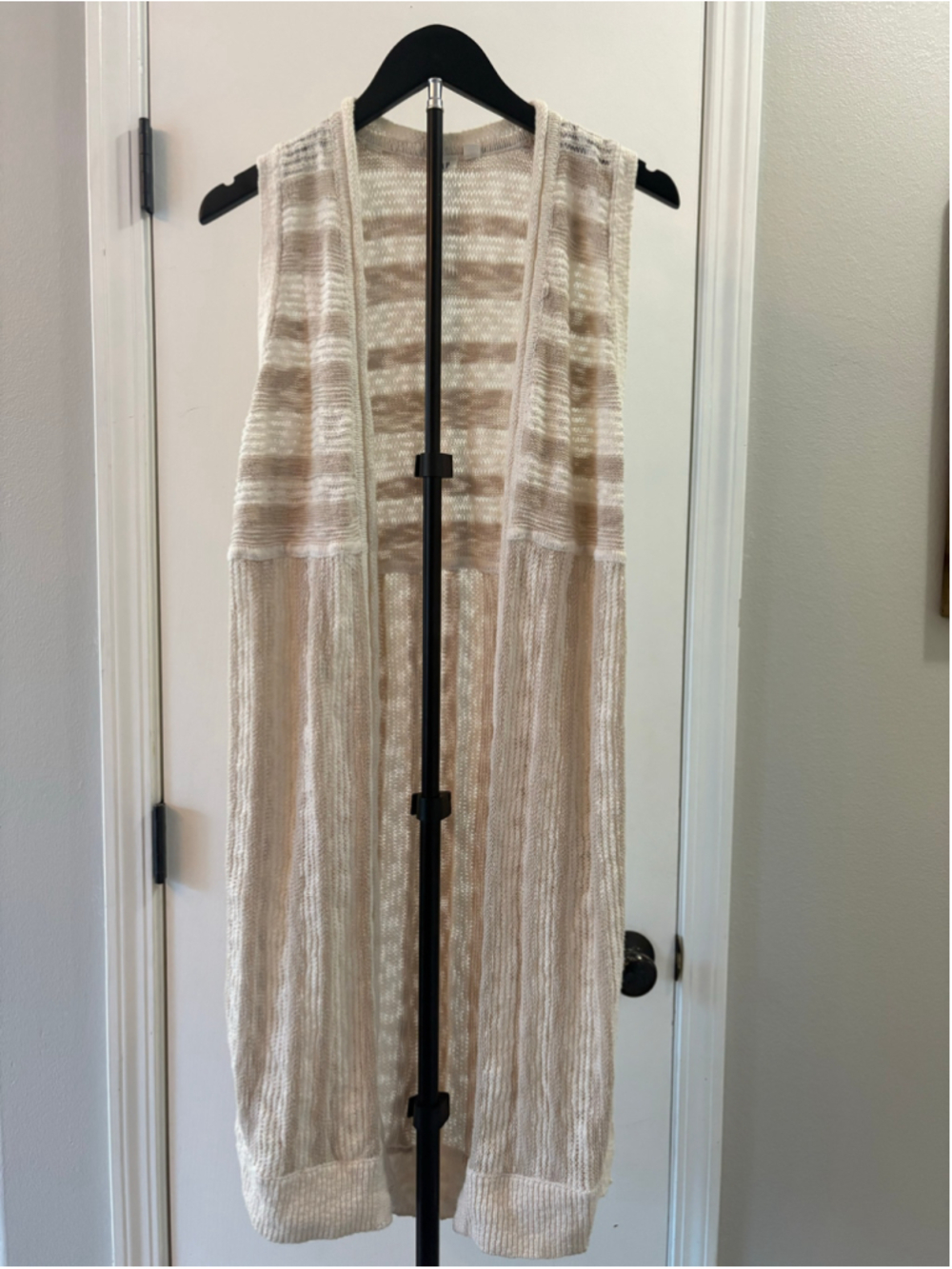 GAP Boho Open Stitch Cotton Ramie Blend Longline Duster Cardigan